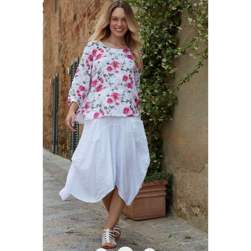NWOT INIZIO MAGIC 2 POCKET LINEN WHITE BOHO HIPPIE LAGENLOOK ITALY size L
